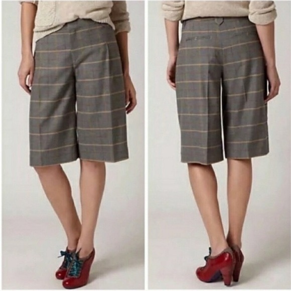 Anthropologie Cartonnier long gray plaid shorts - Picture 1 of 15